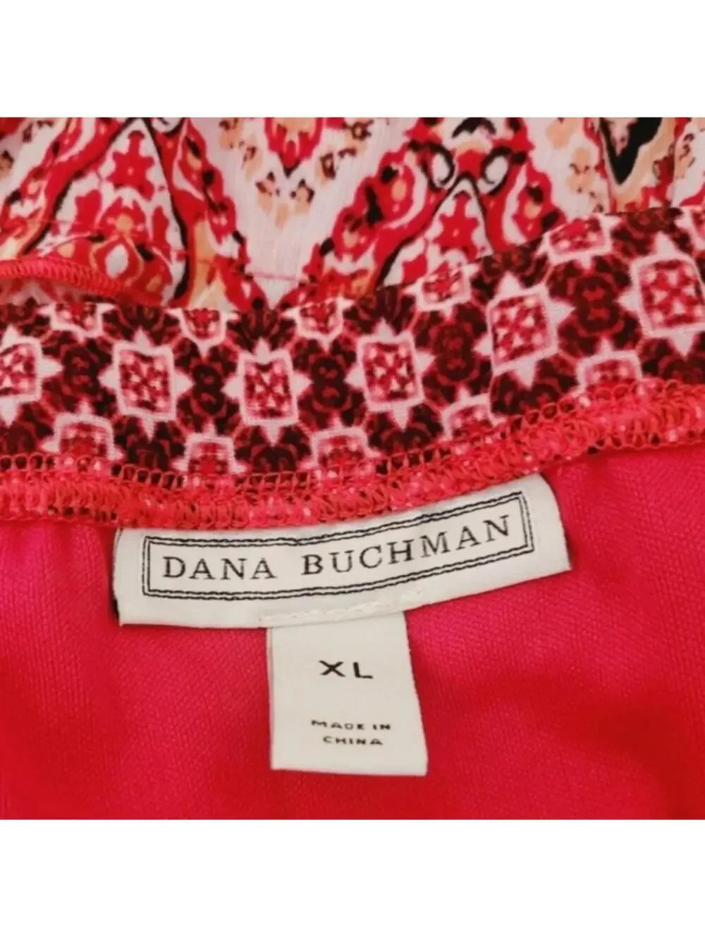 Dana Buchman Red Print Skirt Size XL - Picture 2 of 2